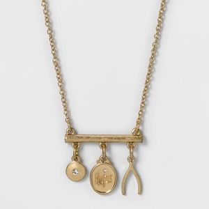 Talisman Necklace Bar, Hope Coin, Wishbone, Coin